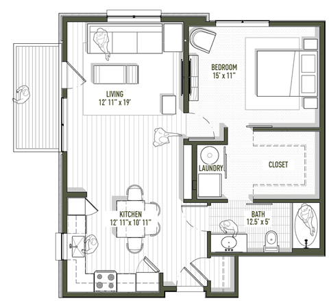 West 8th - 1bd Emerald